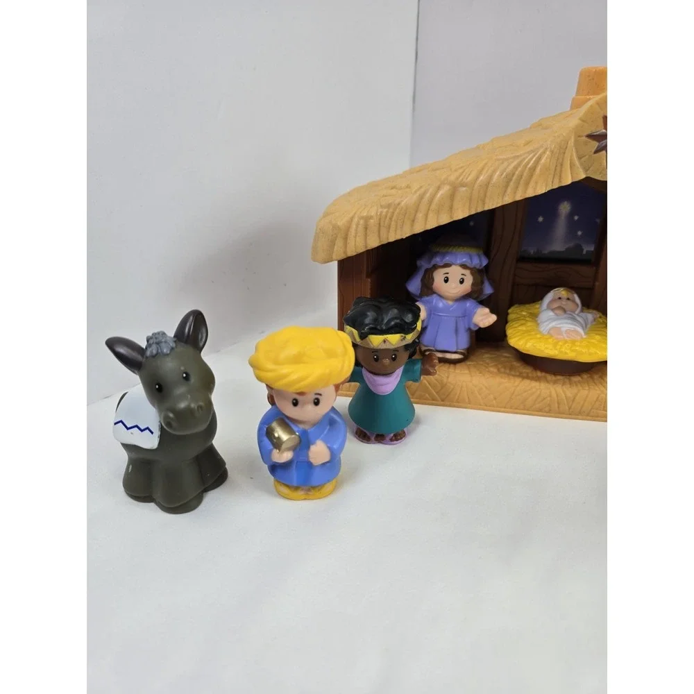Fisher Price Little People Christmas Nativity Set Stable Lights Music Tested